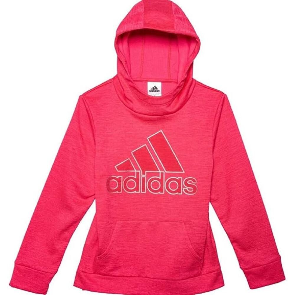 NEW adidas Girls Pink Core Embossed Hoodie LARGE